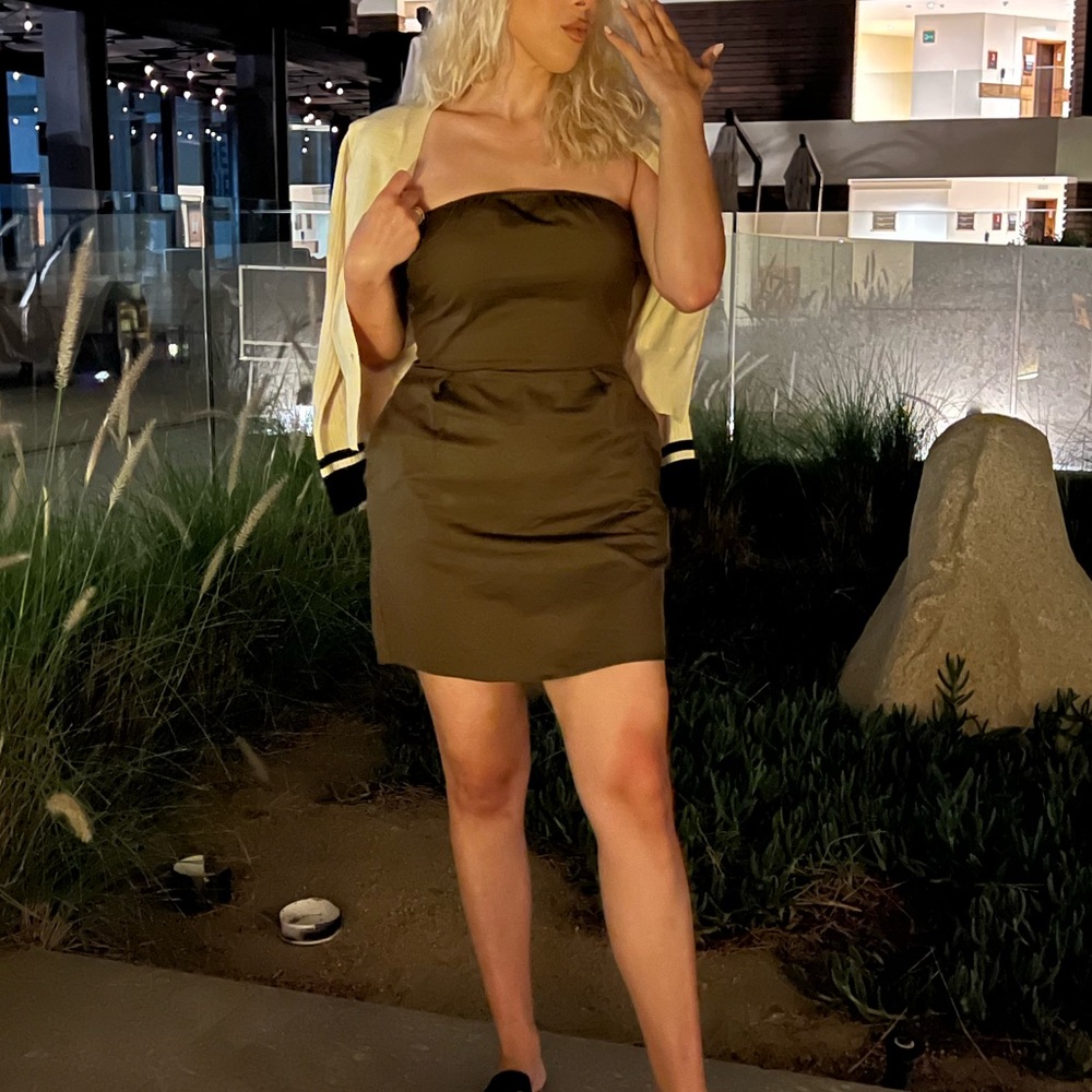 Pretty little thing linen brown dress